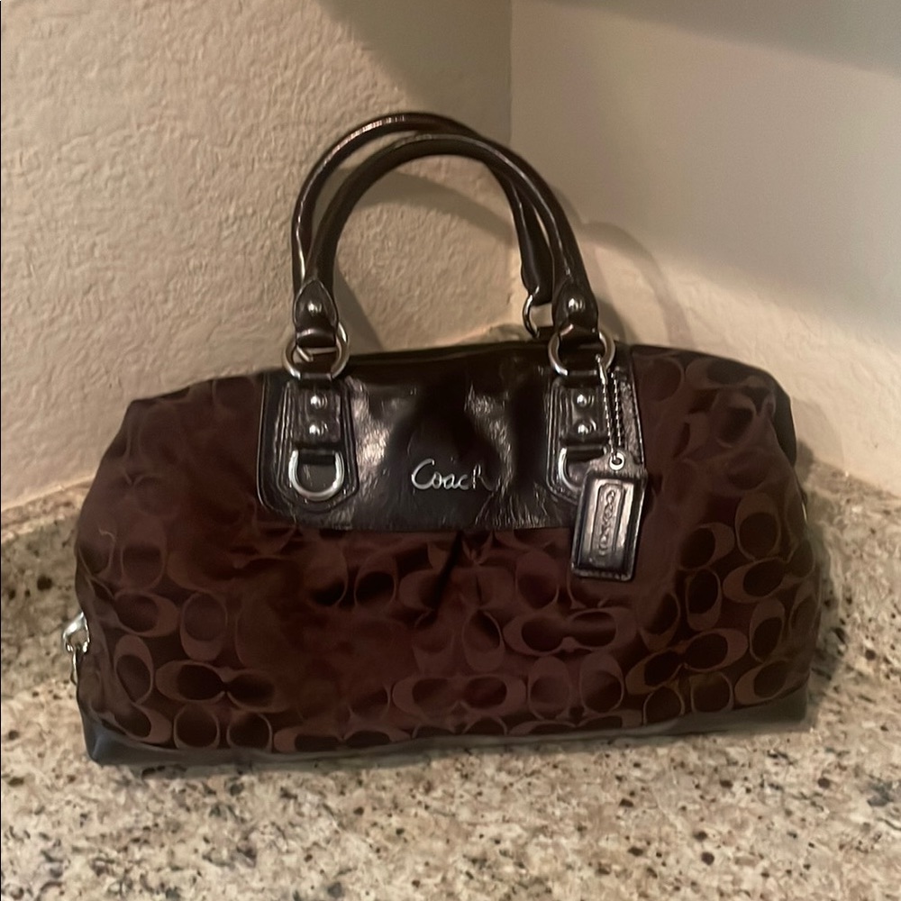 Coach Dark Brown Signature Satchel